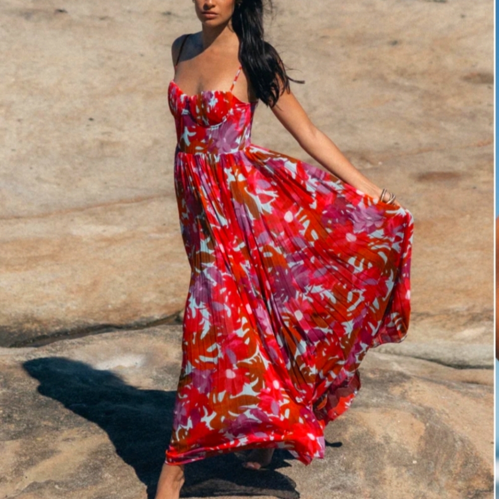 Petal & Pup Red Floral Maxi Dress